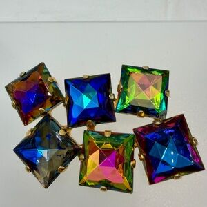 Vintage Colorful Square Gem Brooch